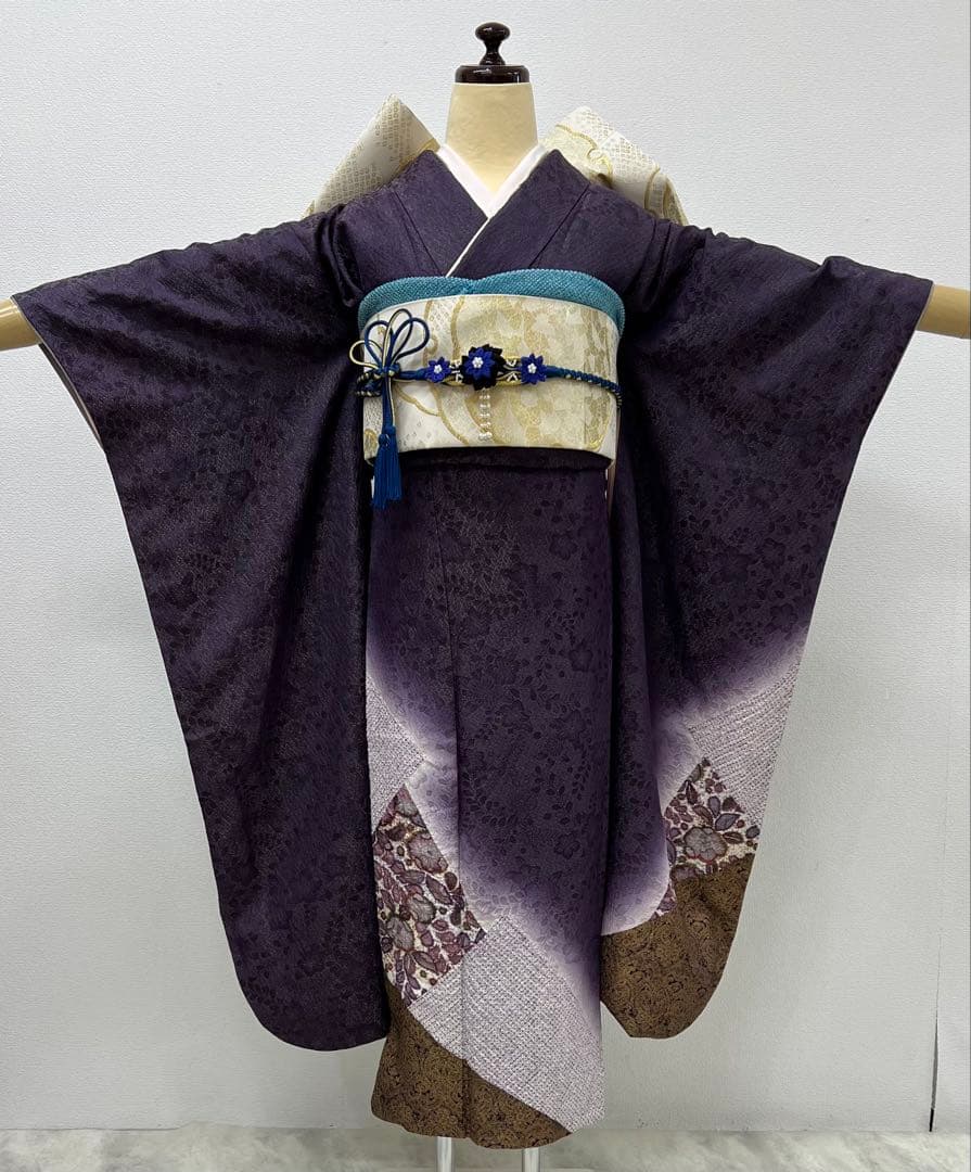 振り袖　フルセット　長襦袢付　辻ヶ花　金彩加工　金通し　絞り柄　長尺袋帯　829
