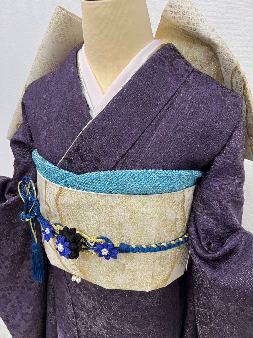振り袖　フルセット　長襦袢付　辻ヶ花　金彩加工　金通し　絞り柄　長尺袋帯　829