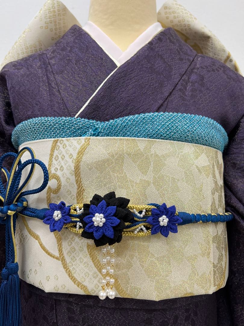 振り袖　フルセット　長襦袢付　辻ヶ花　金彩加工　金通し　絞り柄　長尺袋帯　829