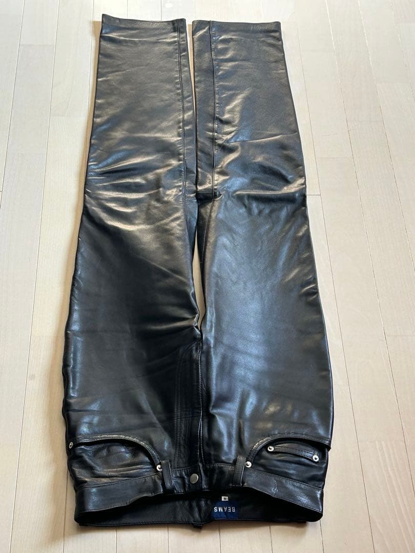 【BEAMS】美品ブラックレザーパンツ牛革
