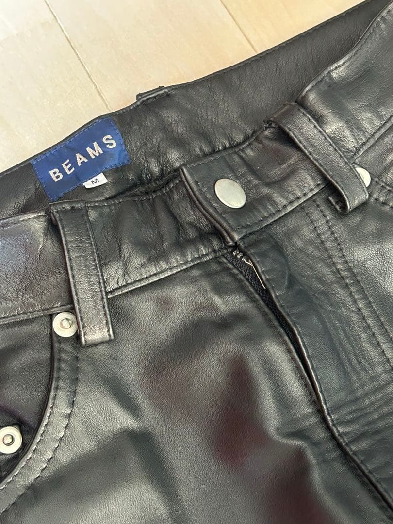 【BEAMS】美品ブラックレザーパンツ牛革