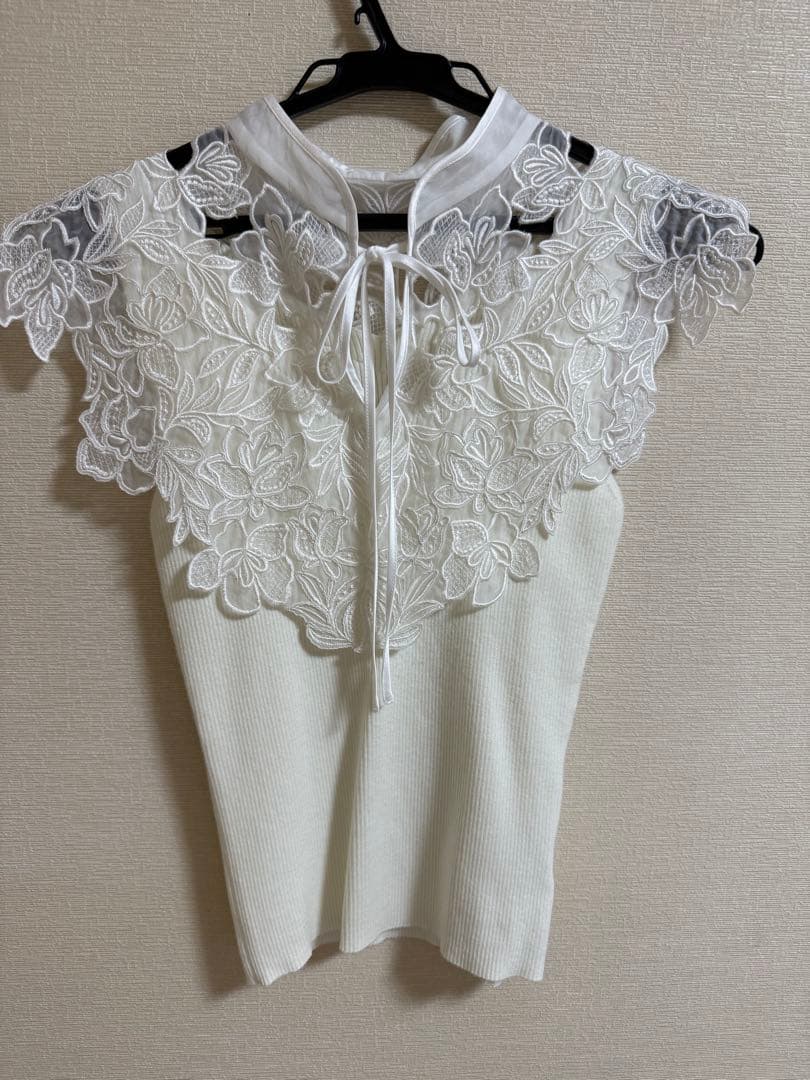 SNIDEL レースカラーノースリニット IVR
