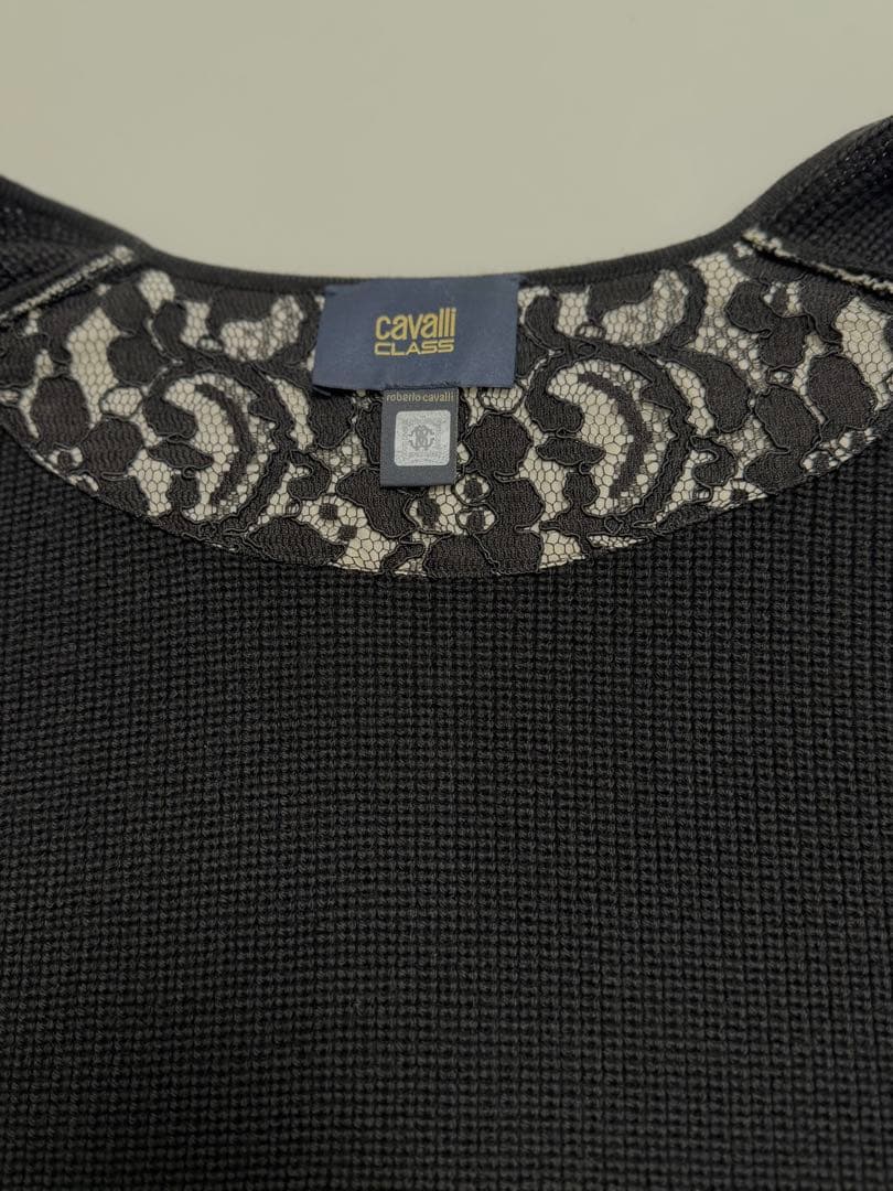 【試着のみ】cavalli class ニットコート　ブラック　Mサイズ
