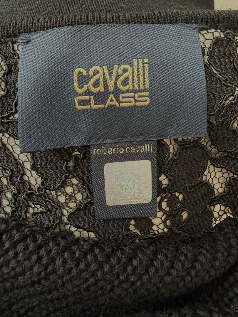 【試着のみ】cavalli class ニットコート　ブラック　Mサイズ