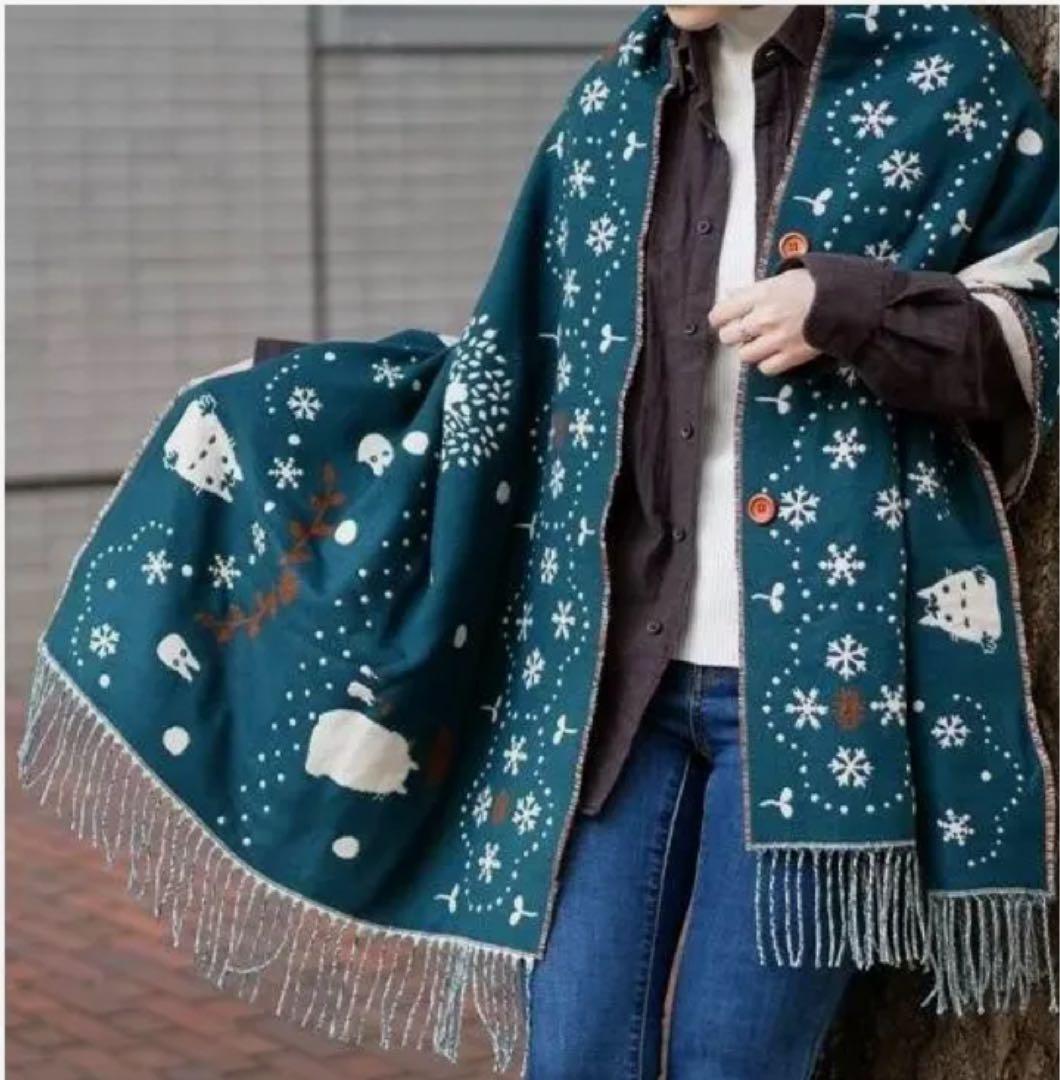 【最終値下げ‼️廃盤✨】となりのトトロ ボタン付ストール 雪のさんぽみち ジブリ