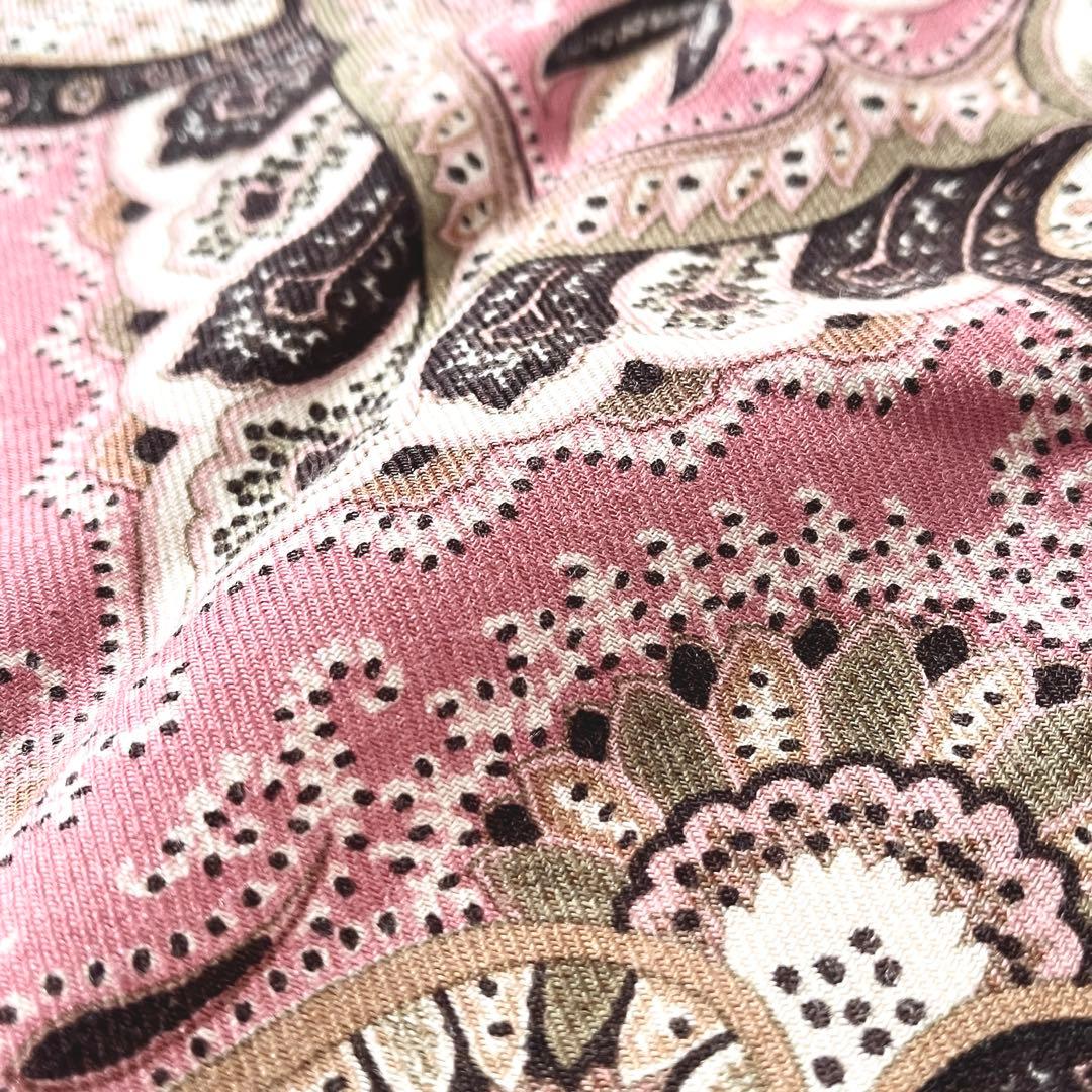 ETRO エトロ　ストール　ペイズリー柄　カシミール柄　ピンク　ベージュ　茶系