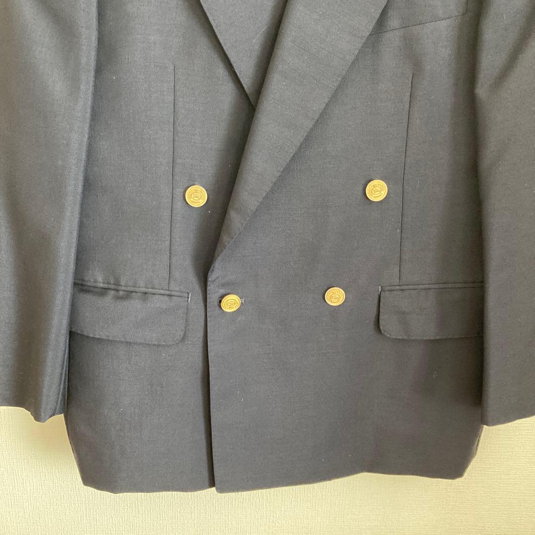Burberry 紺色　テーラードジャケット ダブルボタン　⚠️ネーム刺繍あり