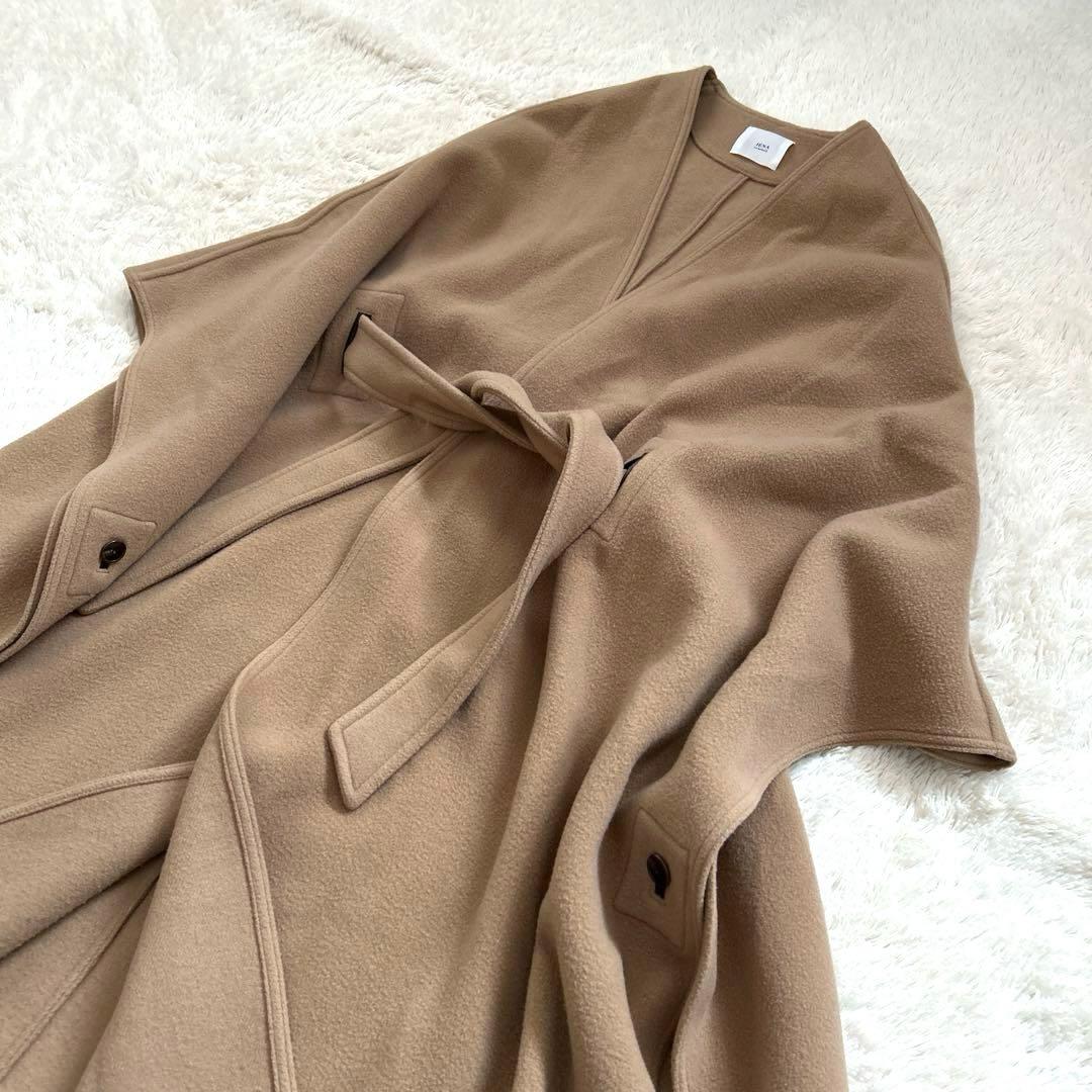 IENA LA BOUCLE ダブルフェイスケープコート　リボンベルト マキシ丈