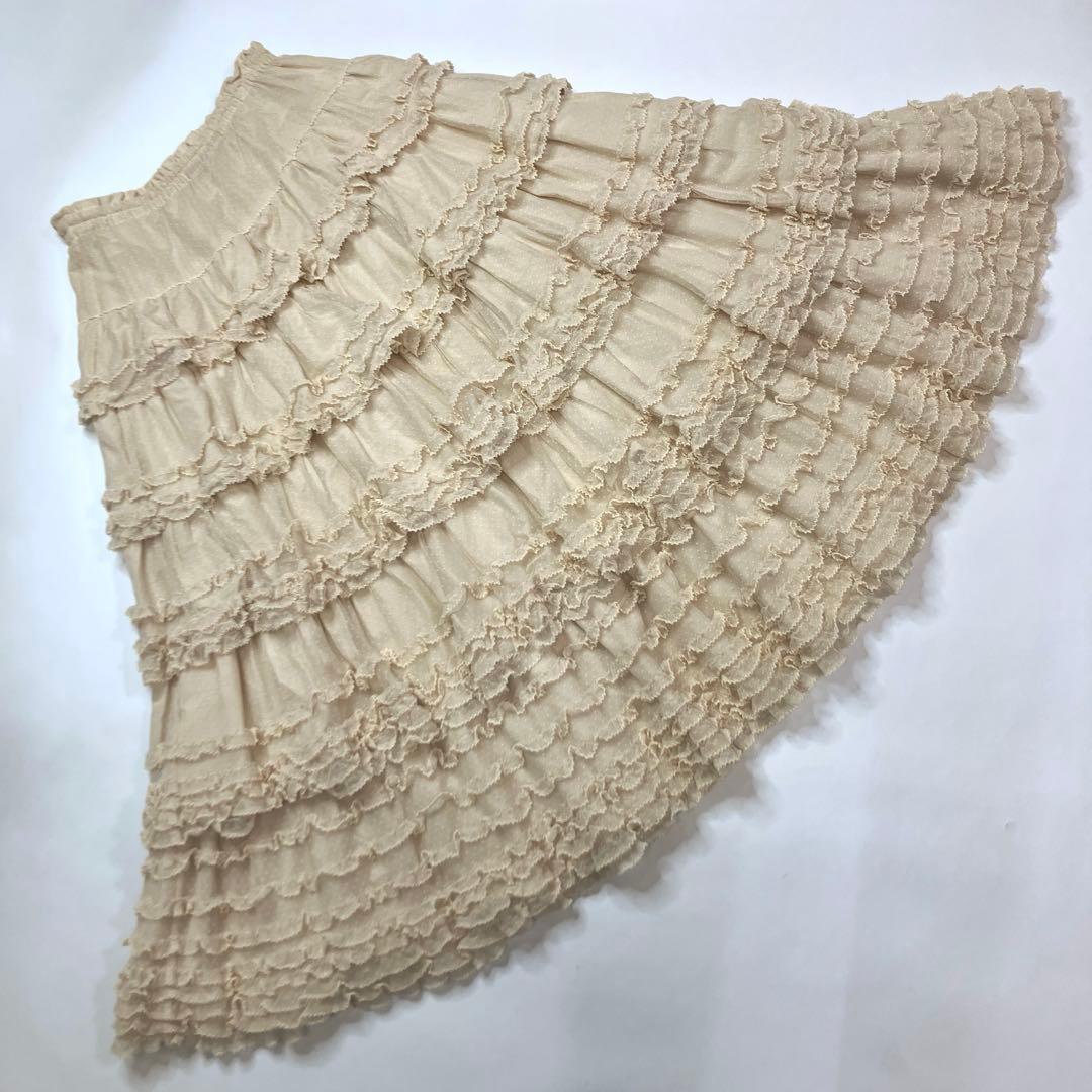 は*な様 【美品】ピンクハウス 生成 豪華ドットチュール段々スカート