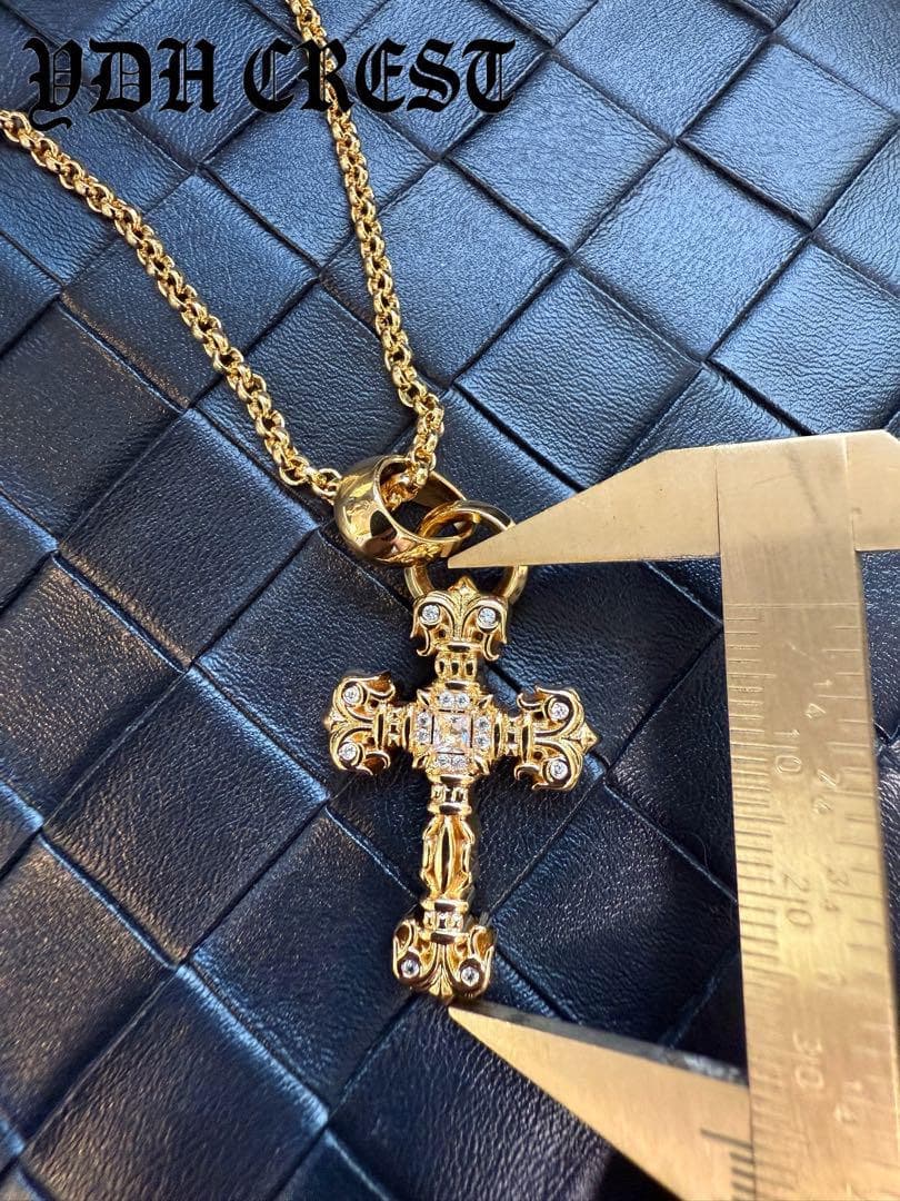 ★JSZGDSZ　22K金メッキ×S925　極太クロスネックレス　刻印有り