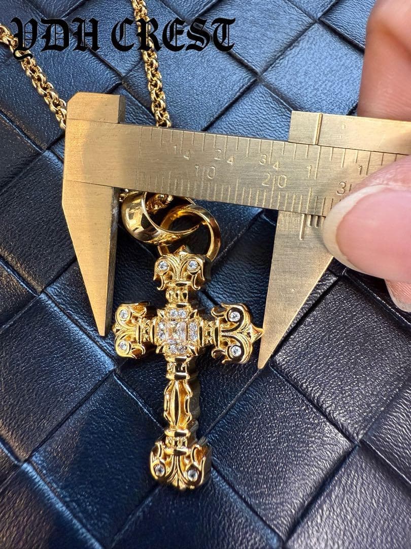 ★JSZGDSZ　22K金メッキ×S925　極太クロスネックレス　刻印有り