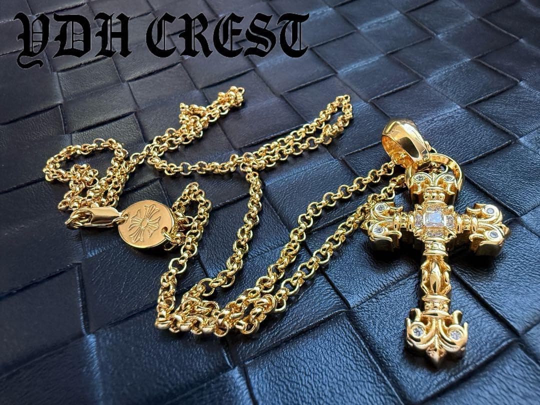 ★JSZGDSZ　22K金メッキ×S925　極太クロスネックレス　刻印有り