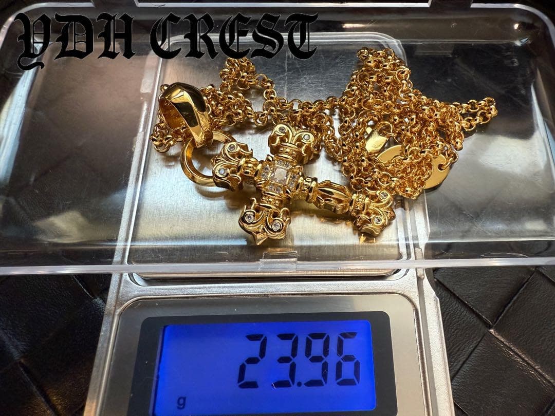★JSZGDSZ　22K金メッキ×S925　極太クロスネックレス　刻印有り