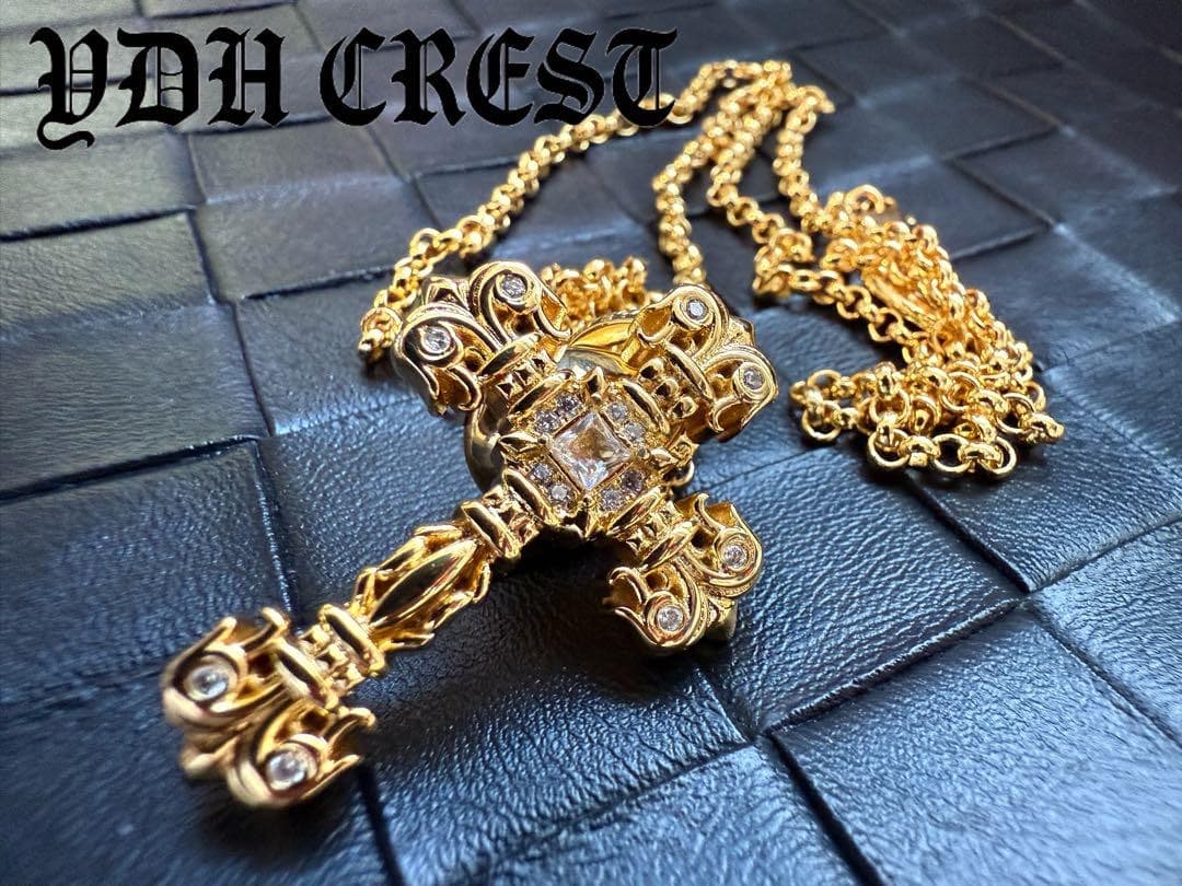 ★JSZGDSZ　22K金メッキ×S925　極太クロスネックレス　刻印有り