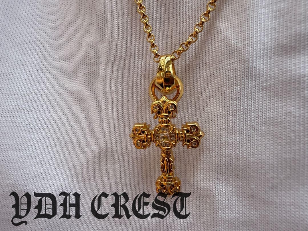 ★JSZGDSZ　22K金メッキ×S925　極太クロスネックレス　刻印有り
