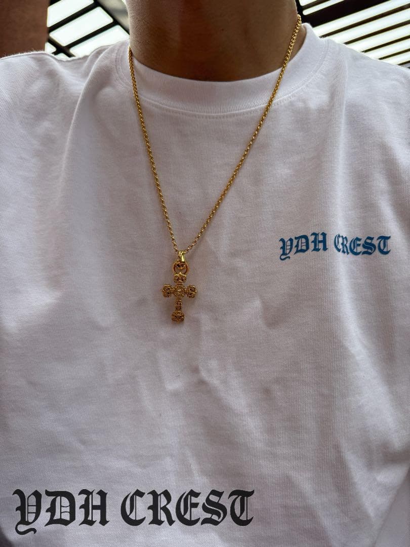 ★JSZGDSZ　22K金メッキ×S925　極太クロスネックレス　刻印有り