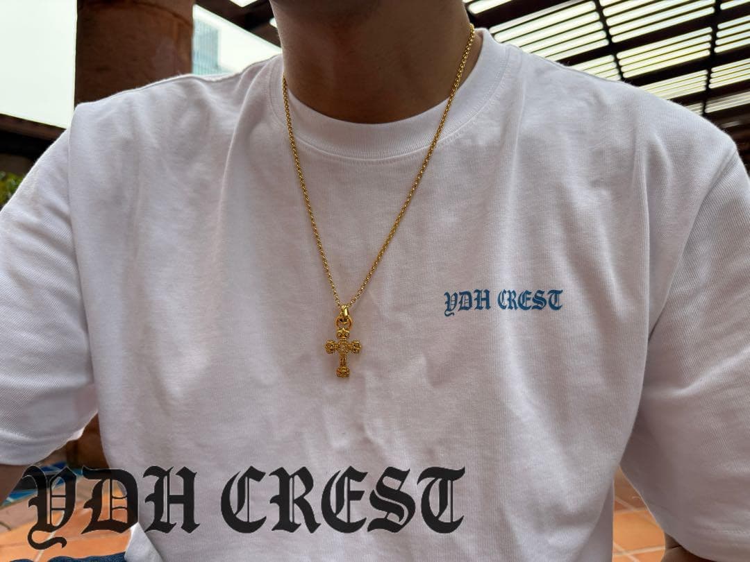 ★JSZGDSZ　22K金メッキ×S925　極太クロスネックレス　刻印有り