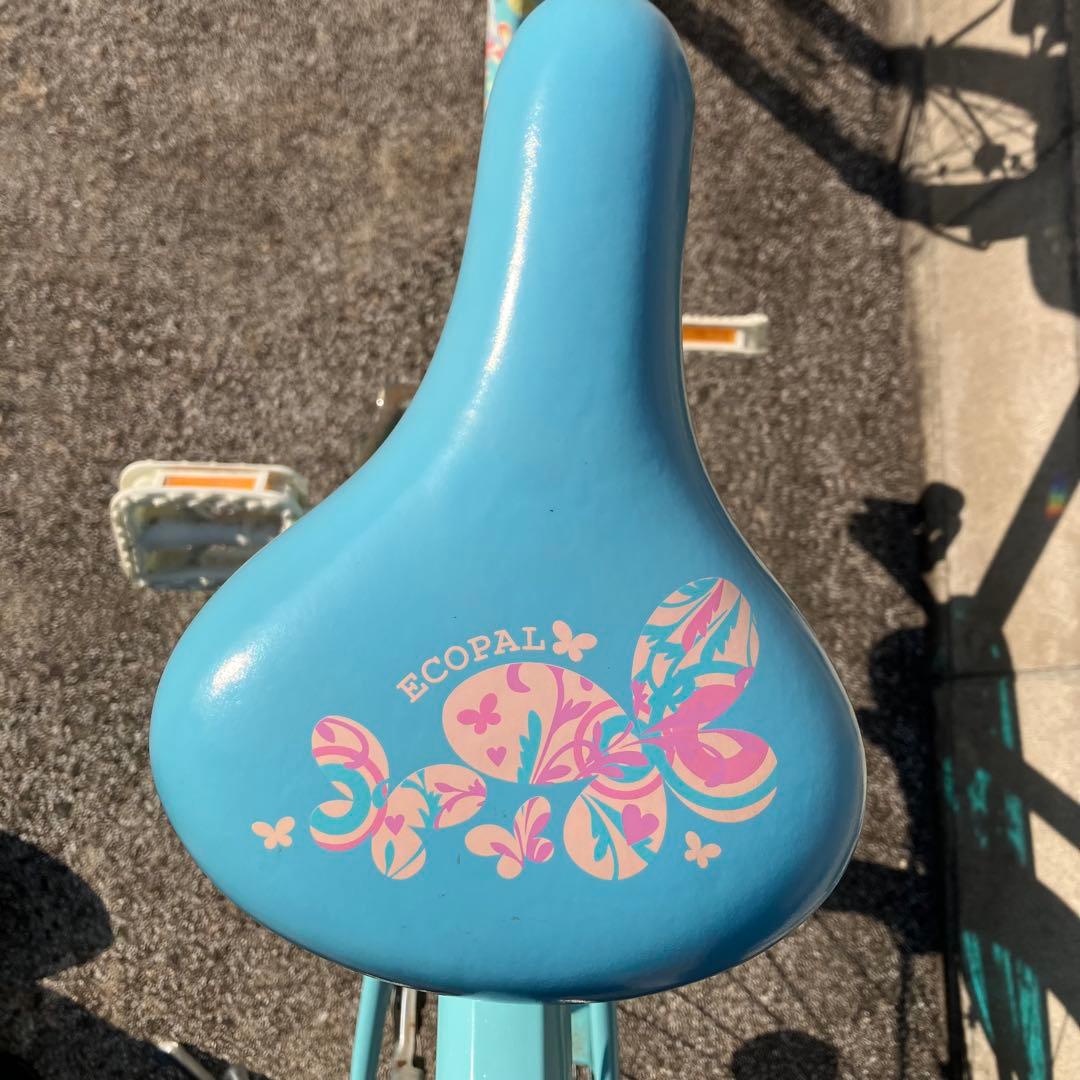 【引き取り限定】子供用自転車 エコパル　24インチ水色 花柄 前カゴ付き　女の子