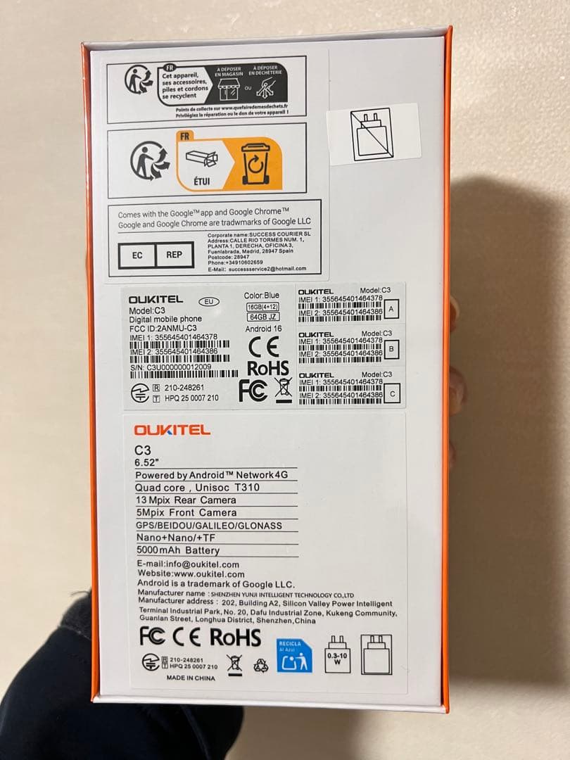 OUKITEL C3 6.52インチ スマートフォン 本体