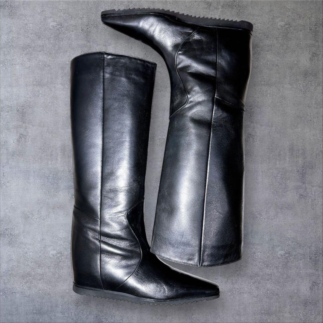 美品 CORSO ROMA 9 ロングブーツ インヒール 本革 シャークソール