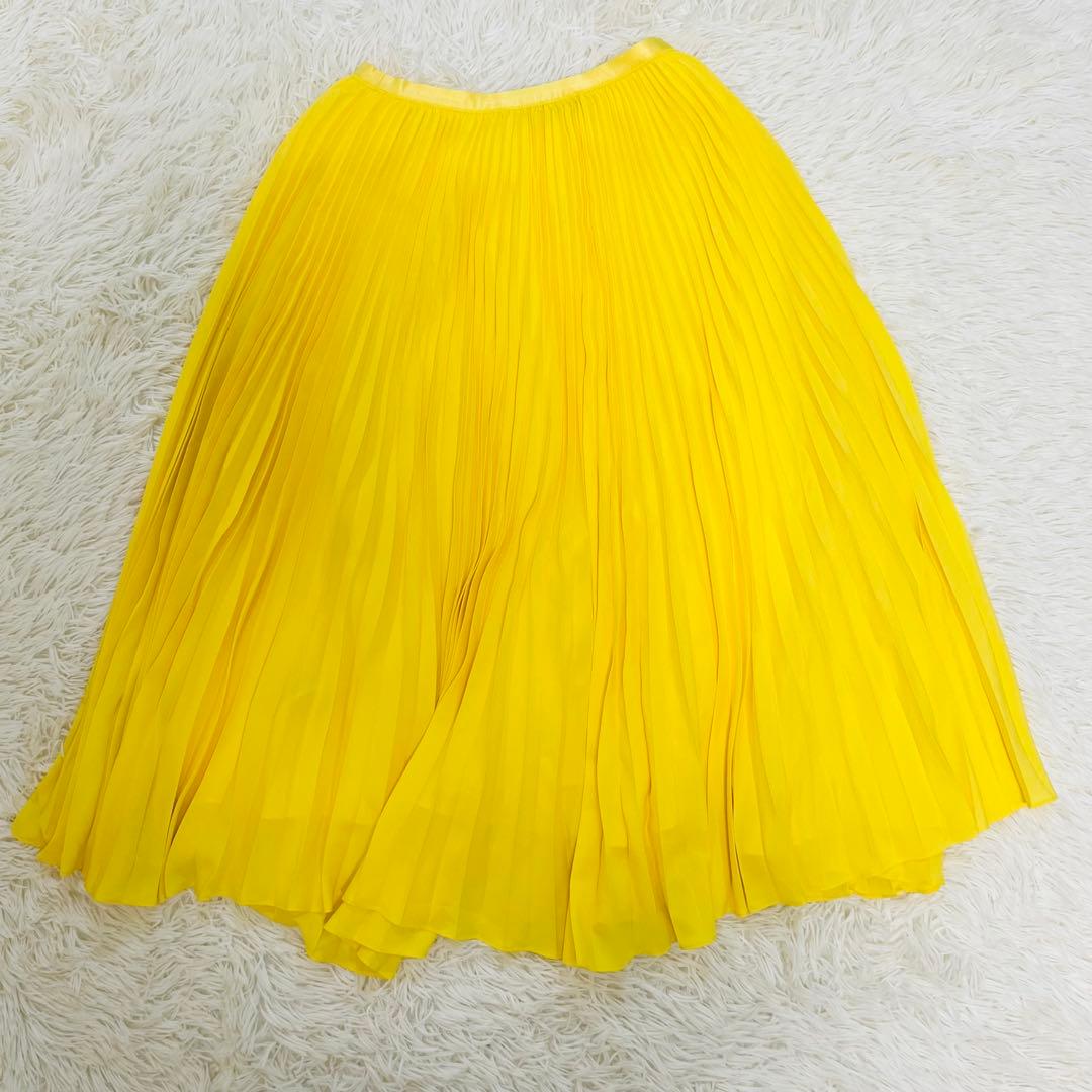 極美品 近年 ポロバイラルフローレン プリーツジョーゼットスカート　イエロー