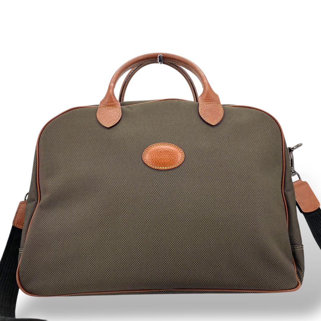 【極美品】ロンシャン ハンドバッグ ミニボストン 2way キャンバス ブラウン