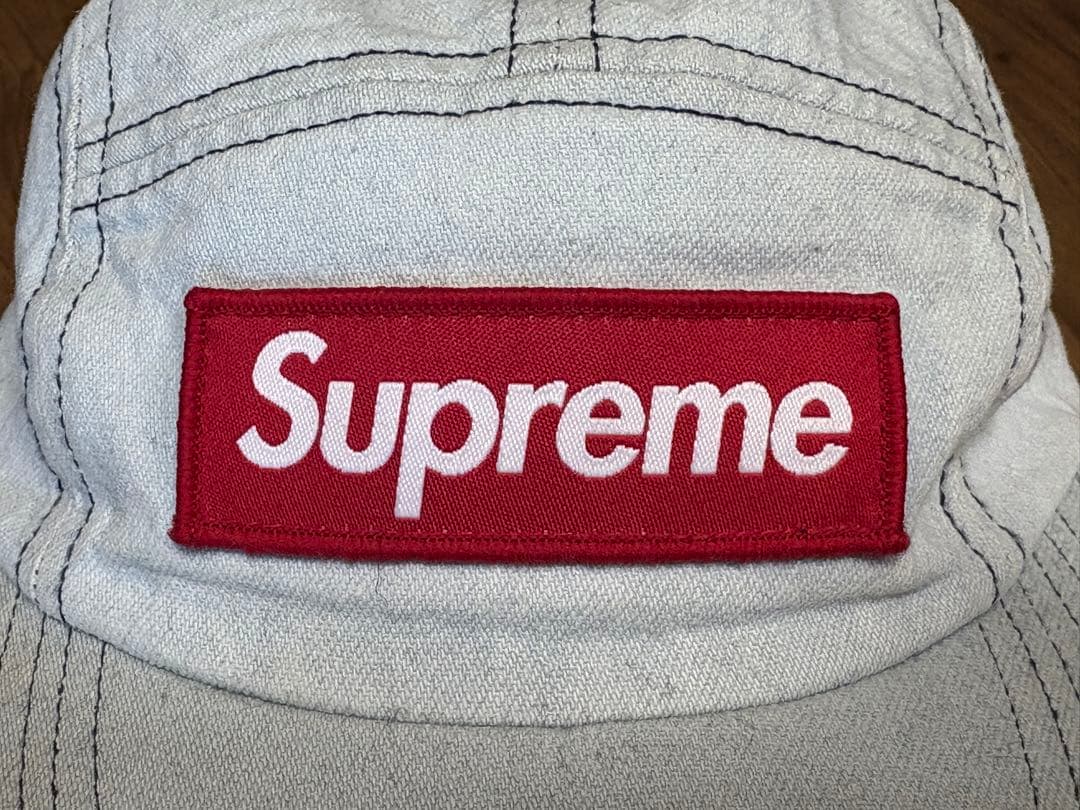 【美品・送料込】Supreme ボックスロゴ デニム キャンプキャップ 18AW