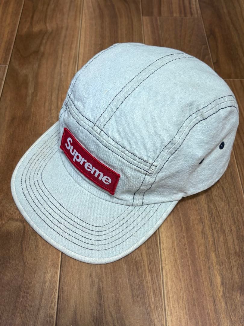 【美品・送料込】Supreme ボックスロゴ デニム キャンプキャップ 18AW