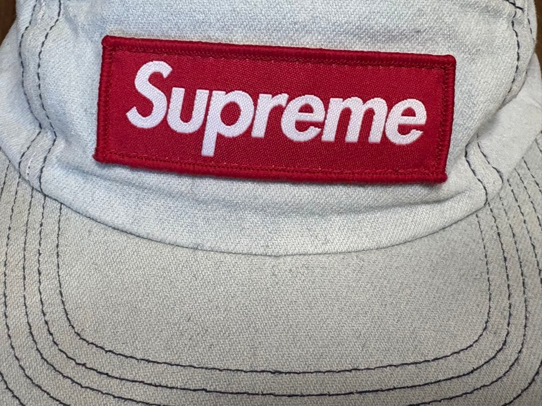 【美品・送料込】Supreme ボックスロゴ デニム キャンプキャップ 18AW