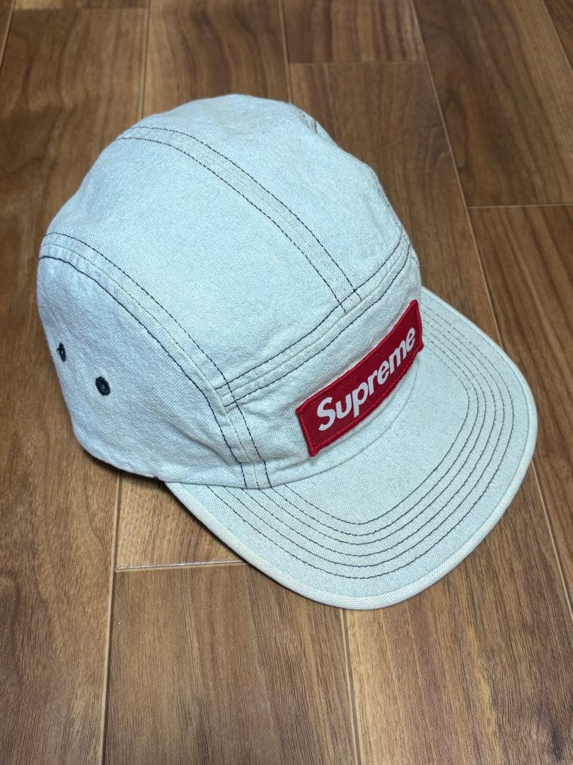 【美品・送料込】Supreme ボックスロゴ デニム キャンプキャップ 18AW