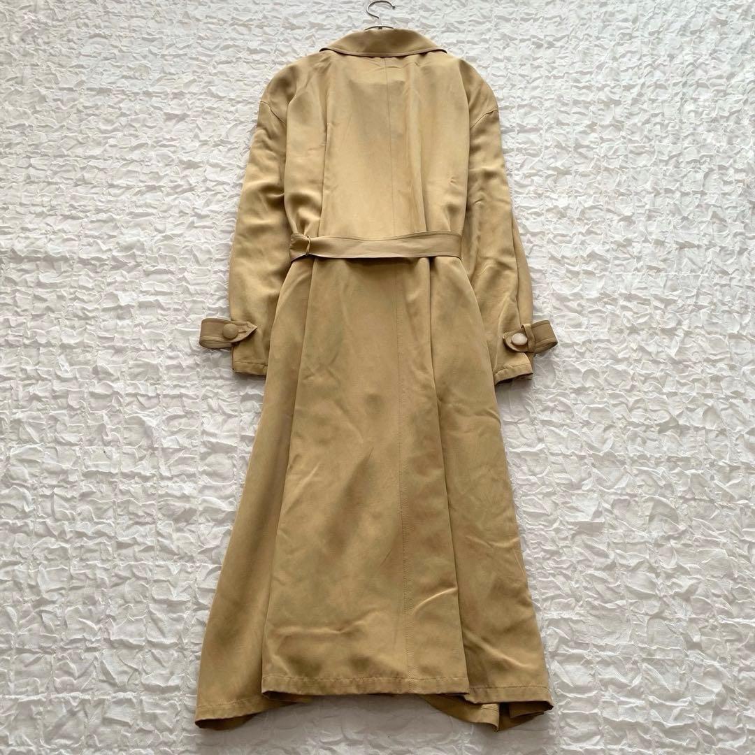レリアン 13+ ロングトレンチコート 絹100% ダブルブレスト 大きいサイズ