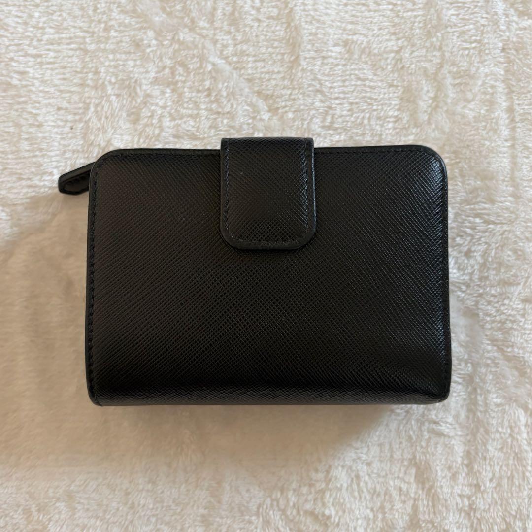 【正規品】 PRADA プラダ サフィアーノレザー 財布 黒 ハイビスカス