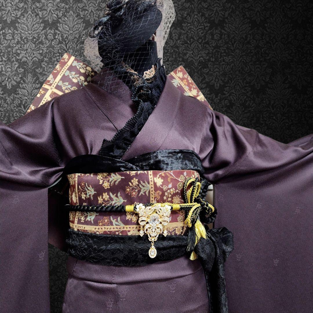 振袖フルセット(11点)・成人式・大輪花模様・金彩加工・モード系・正絹