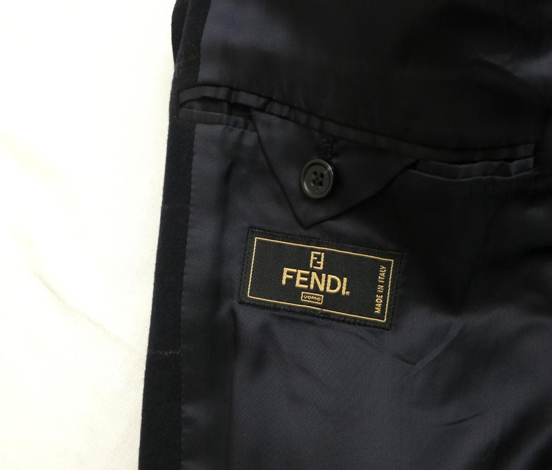 FENDI フェンディ　イタリア製 チェック ウール テーラードジャケット