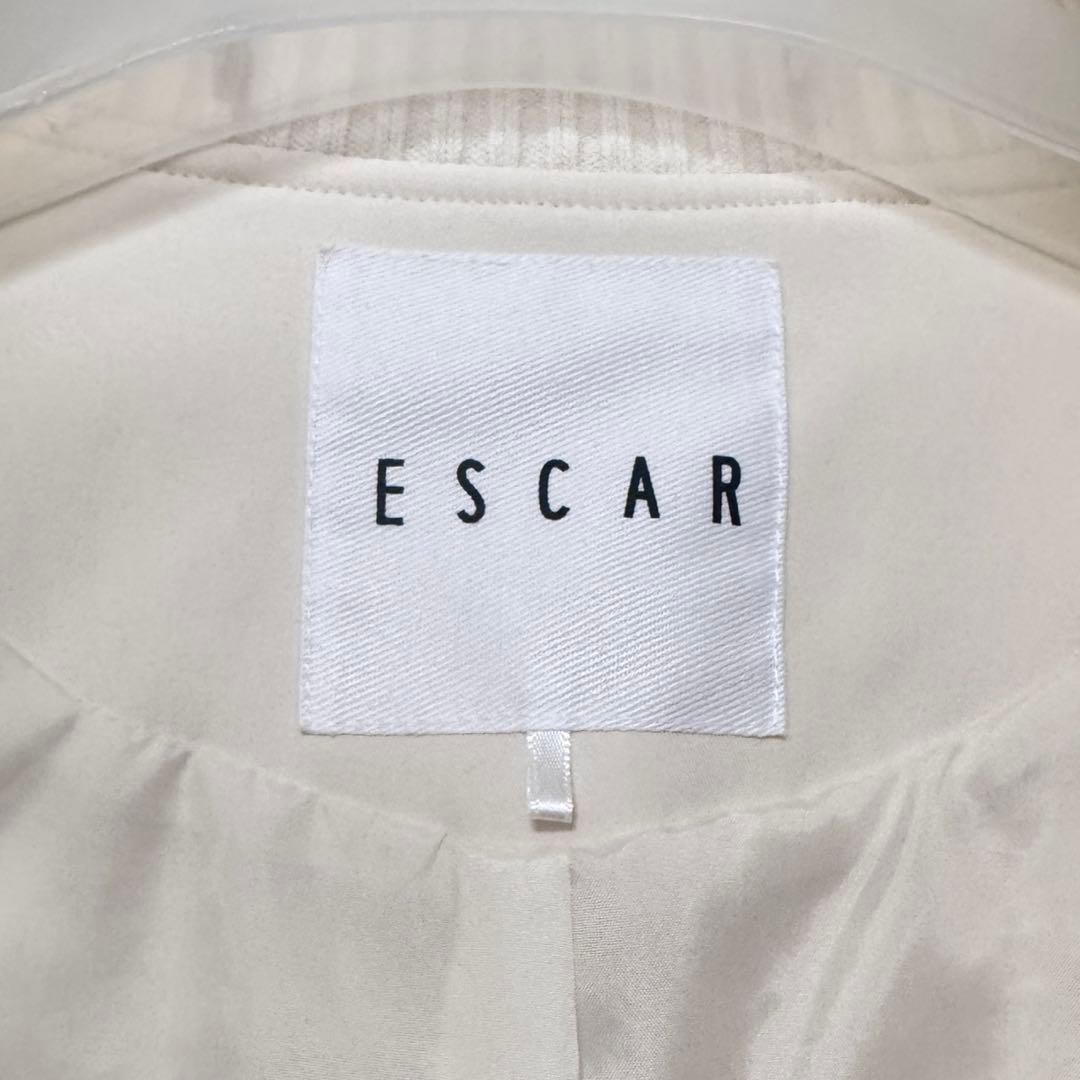 〈ESCAR〉エスカー シャーリングロングコート ホワイト 春コート
