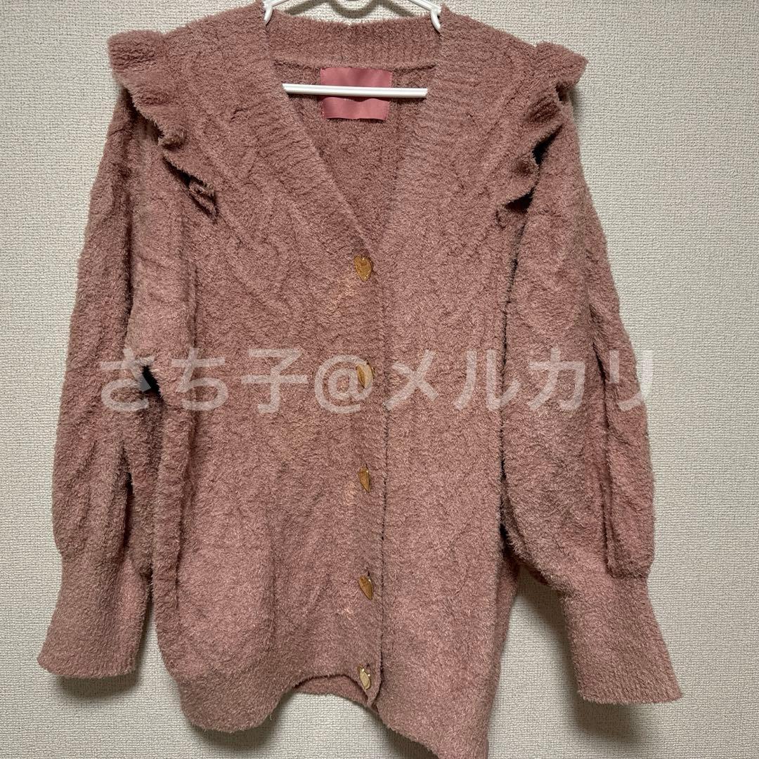 【新品タグ付き】gelato pique　ハートアランフリルカーデ　ピンク