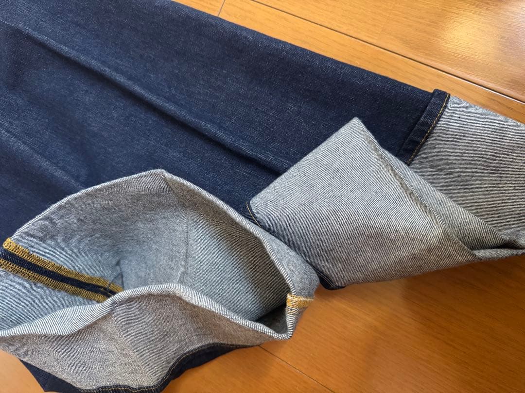 アダムエロペ　ダークブルー ハイウエストデニムパンツ