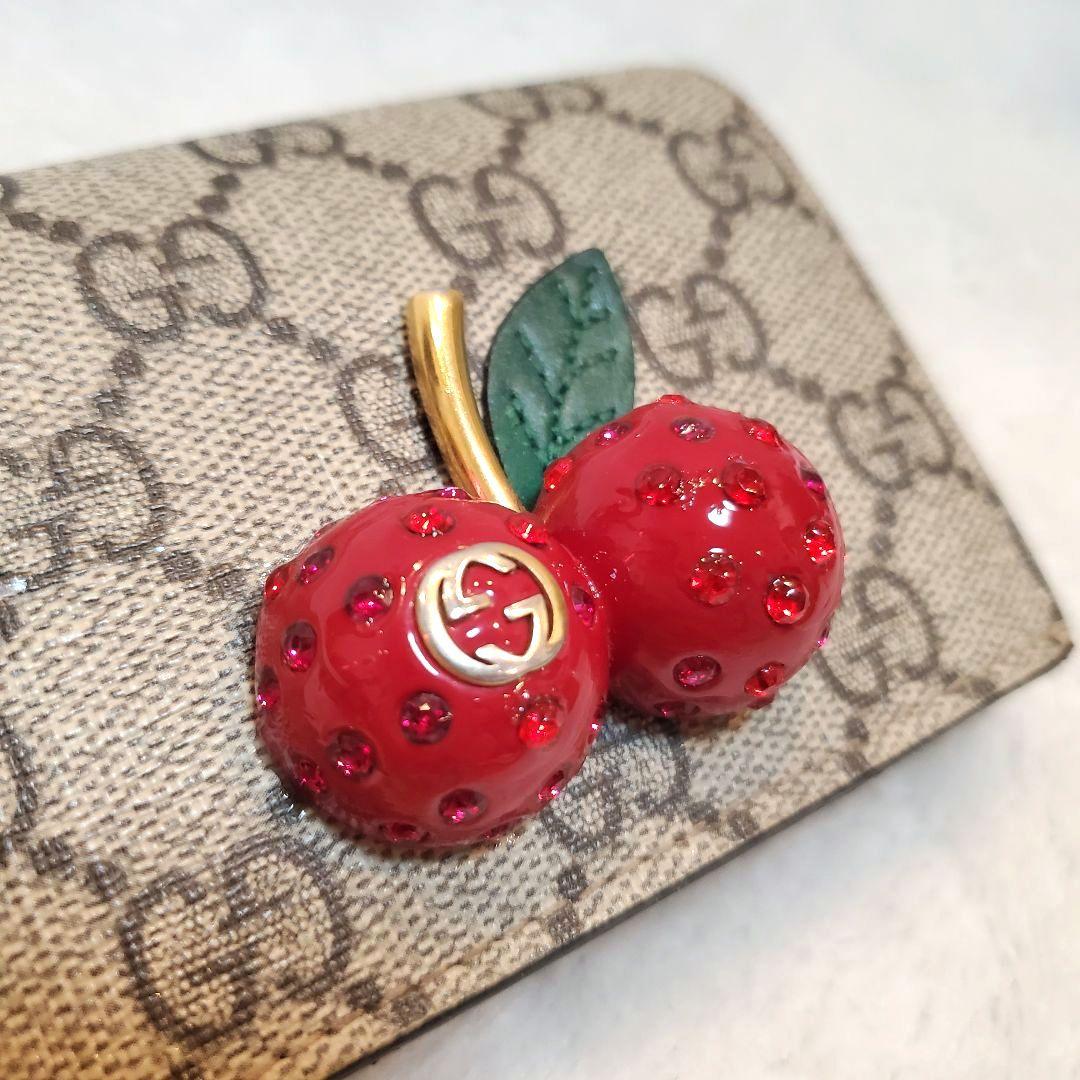 美品 希少 GUCCI　さくらんぼ　GGスプリーム　レザー　チェリー