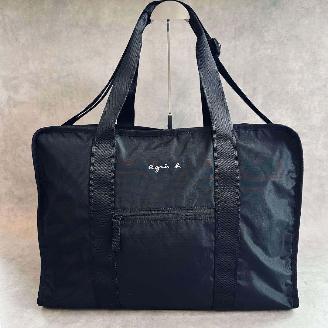 agnes b. 2wayボストンバッグ　ナイロン　黒