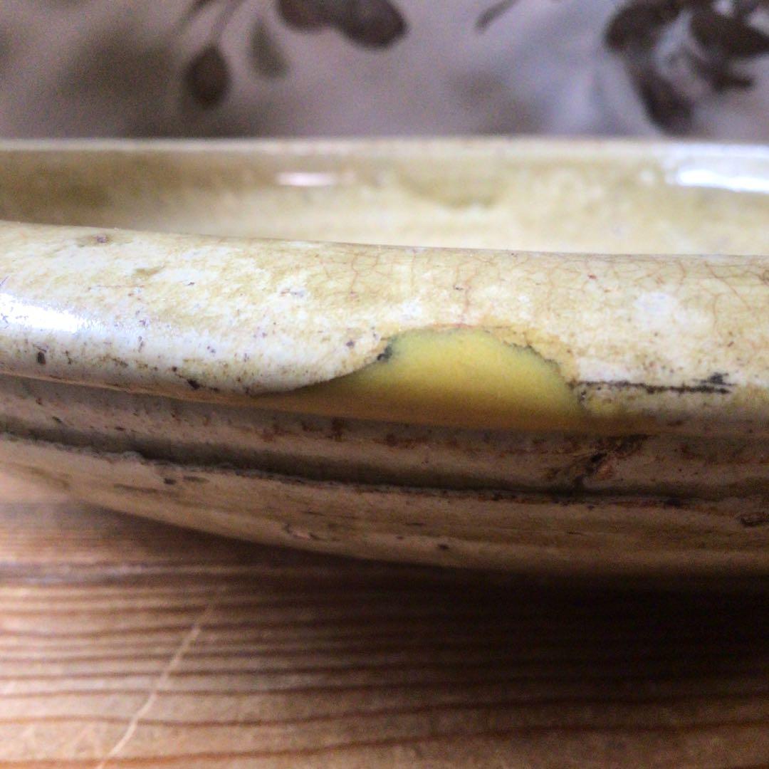 No4342 古瀬戸　黄瀬戸　大皿　飾皿　瀬戸　石皿　直径33cm 送料無料
