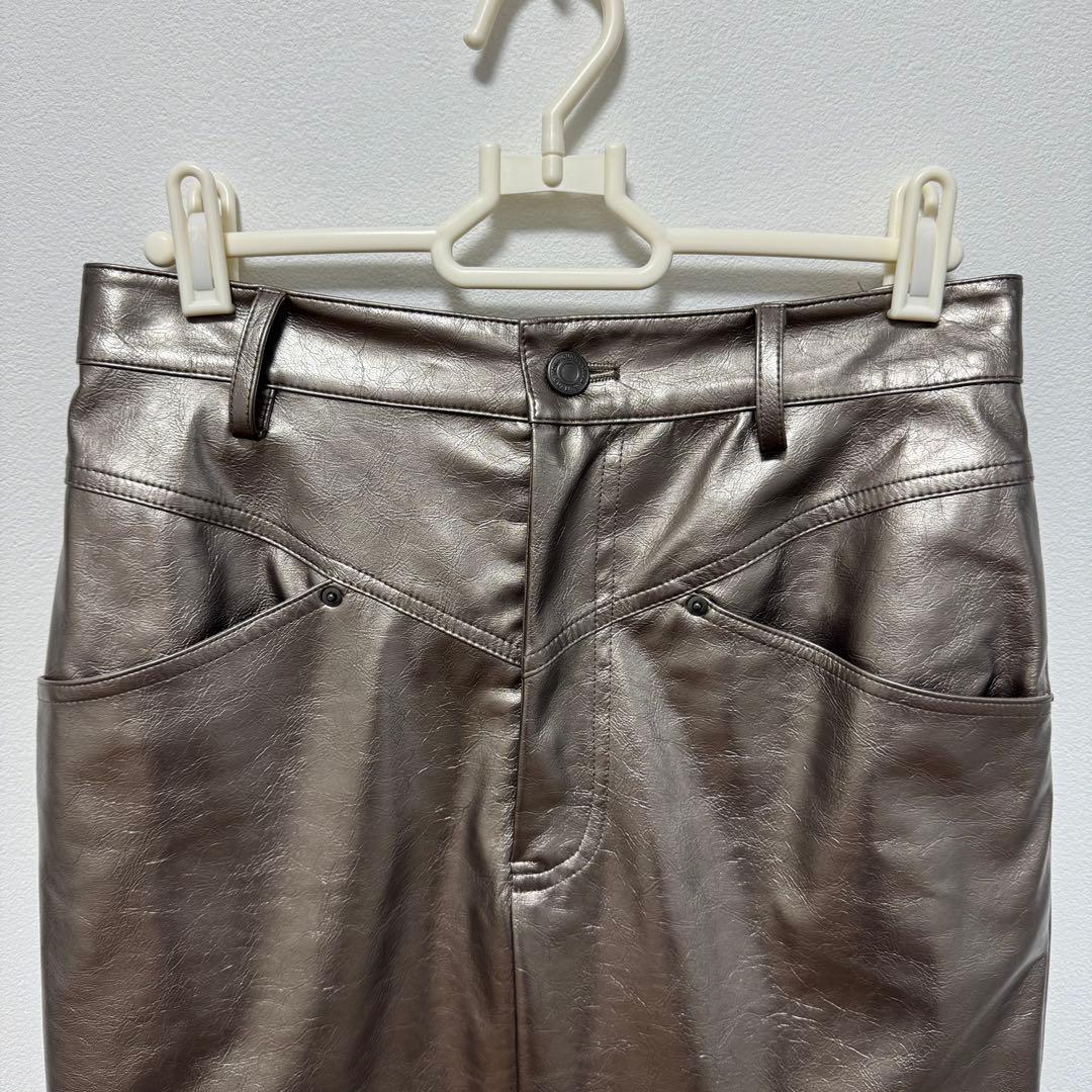 美品 グレースコンチネンタル（ダイアグラム）クラッシュレザータイトスカート