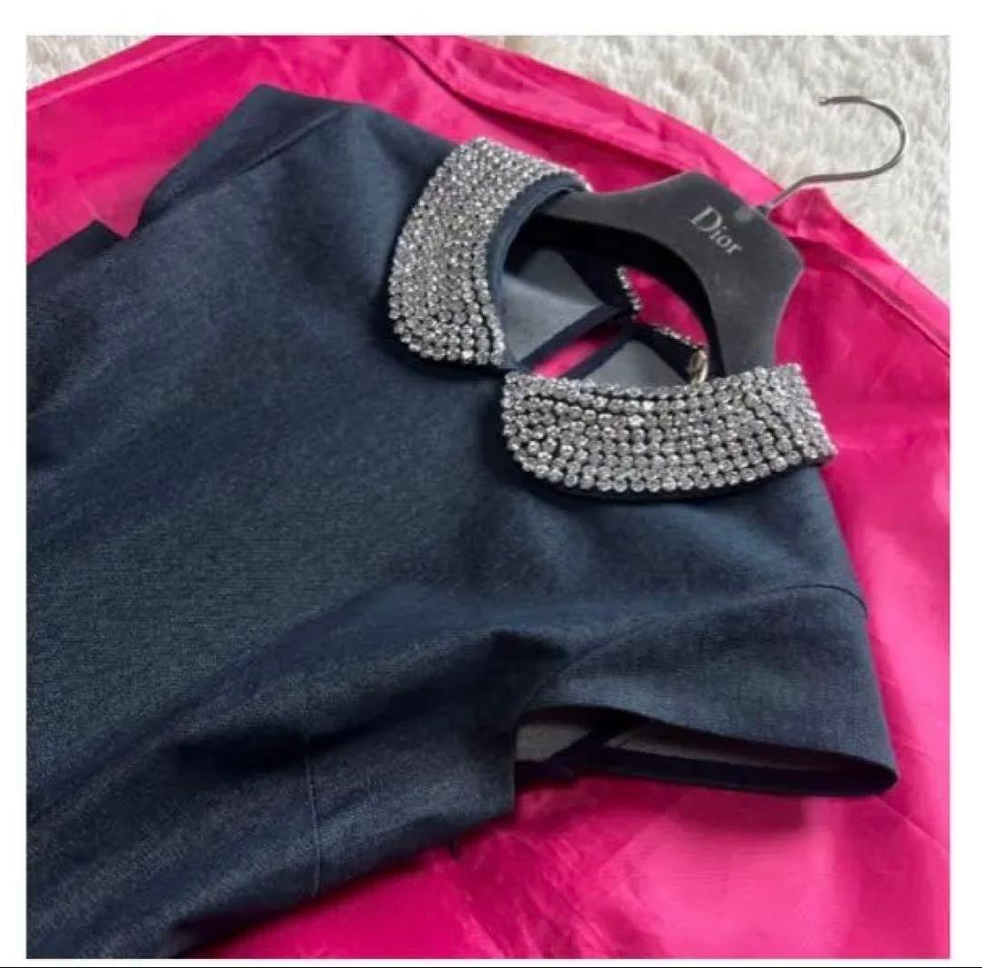 【美品】kate spade ビジュー襟フレアワンピース デニム サイズ6