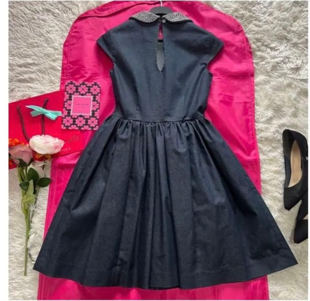 【美品】kate spade ビジュー襟フレアワンピース デニム サイズ6