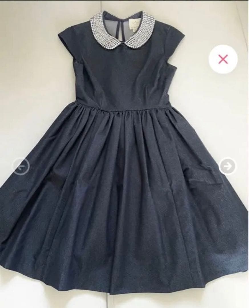【美品】kate spade ビジュー襟フレアワンピース デニム サイズ6