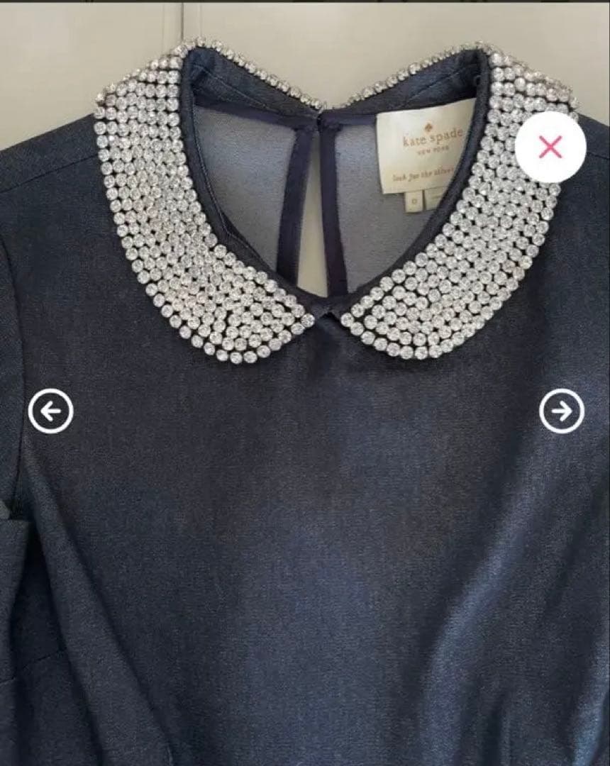 【美品】kate spade ビジュー襟フレアワンピース デニム サイズ6