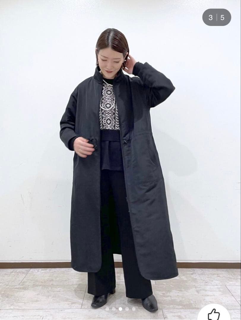 やす SUM1 STYLE ボアブルゾン付き3WAY馬刺繍コート ブラック