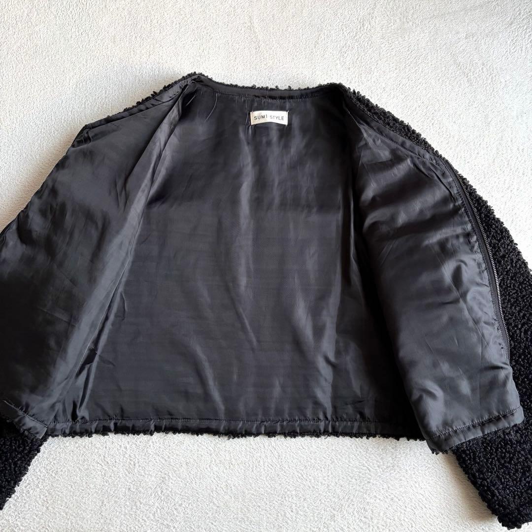やす SUM1 STYLE ボアブルゾン付き3WAY馬刺繍コート ブラック