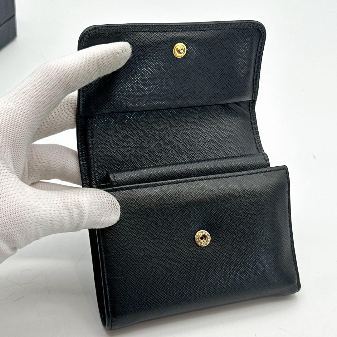 【箱付き・RFID】プラダ サフィアーノ フィオッコ リボン 三つ折り ミニ