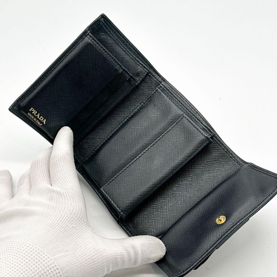 【箱付き・RFID】プラダ サフィアーノ フィオッコ リボン 三つ折り ミニ