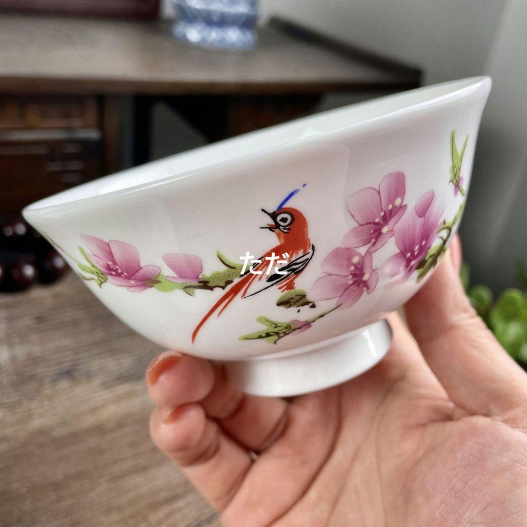 景徳鎮 陶磁器 水点桃花碗 装飾品 現代工芸品美術品 置物